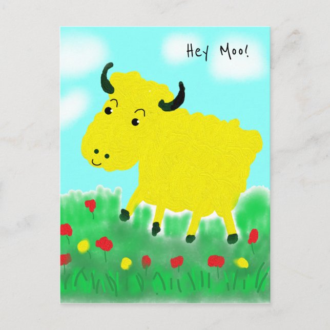 Happy Cow with Clouds Postcard (Front)