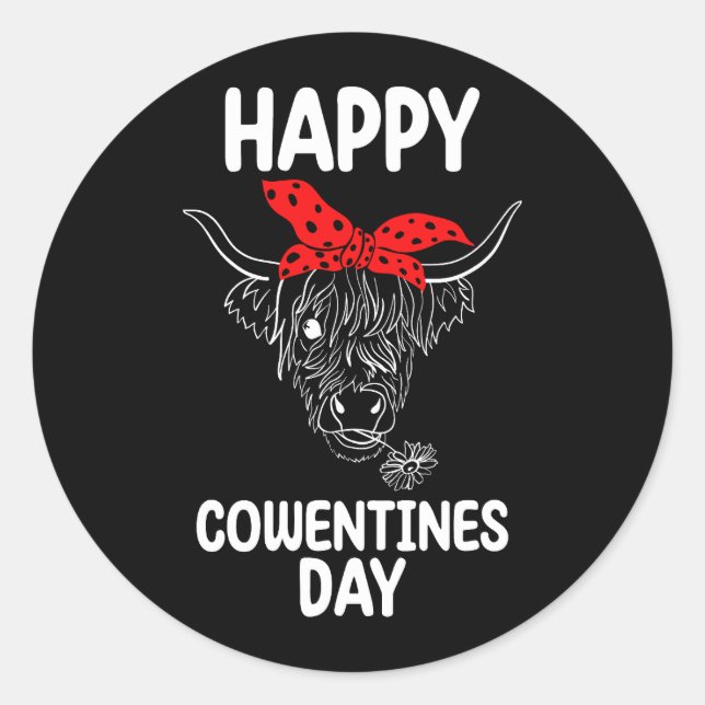 Happy Cowentines Cow Funny Valentine's Day Farm Classic Round Sticker (Front)