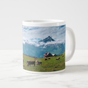 Happy Cows on the Farm in Switzerland Large Coffee Mug