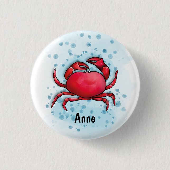 Happy Crab 3 Cm Round Badge (Front)