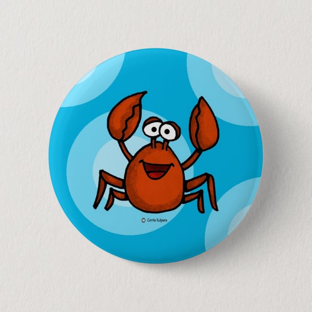 happy crab 6 cm round badge (Front)