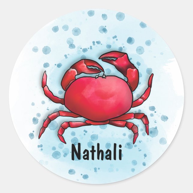 Happy Crab Classic Round Sticker (Front)