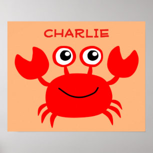 Happy Crab custom name poster