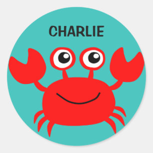 Happy Crab custom name stickers