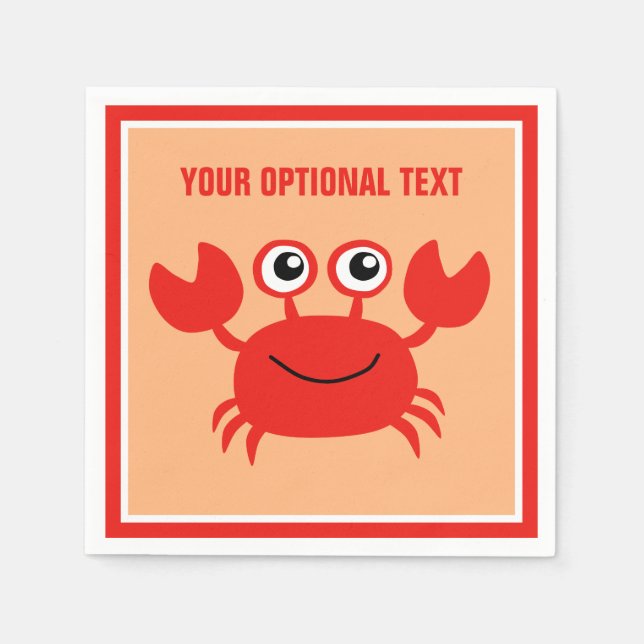 Happy Crab custom paper napkins (Front)