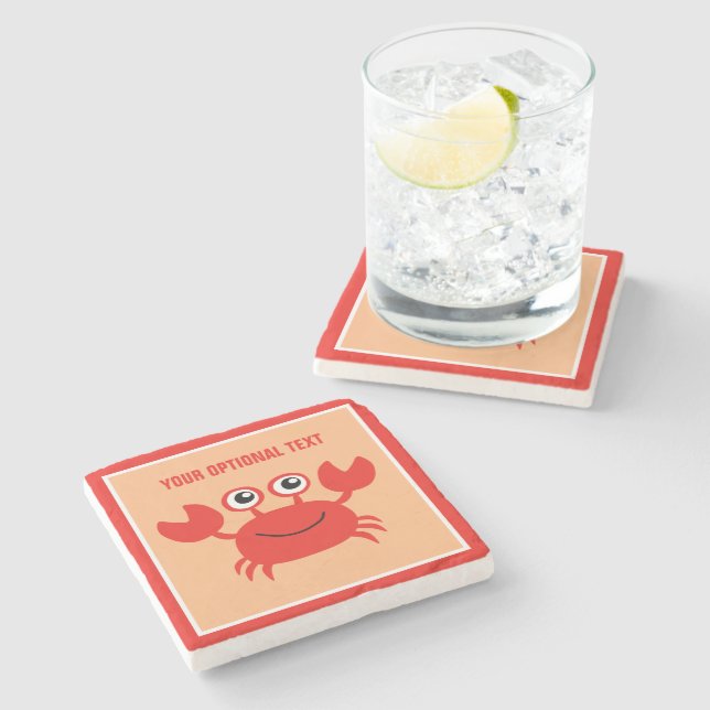 Happy Crab custom stone coaster (Side)
