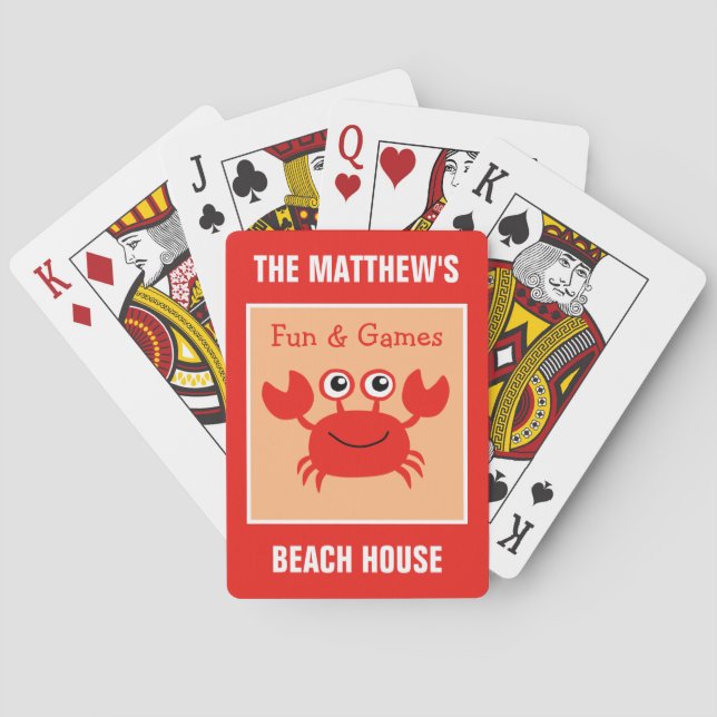 Happy Crab custom text playing cards (Back)