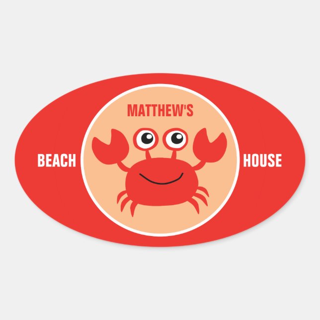 Happy Crab custom text stickers (Front)