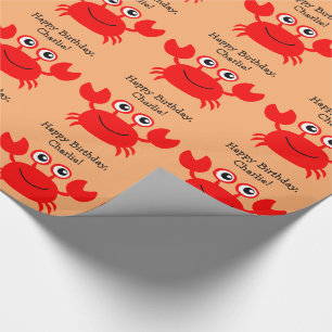 Happy Crab custom text wrapping paper