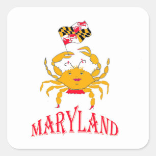 Happy crab in Maryland Square Sticker