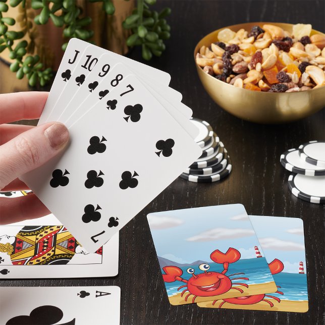 Happy Crab On A Beach Playing Cards (Creator Uploaded)