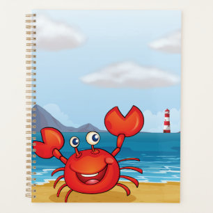 Happy Crab on Beach with Lighthouse Planner
