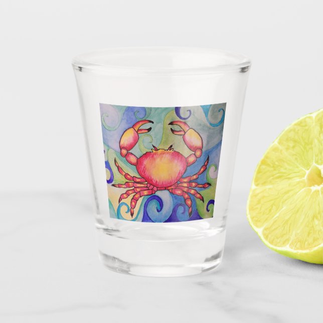 Happy Crab Shotglass Shot Glass (Front)