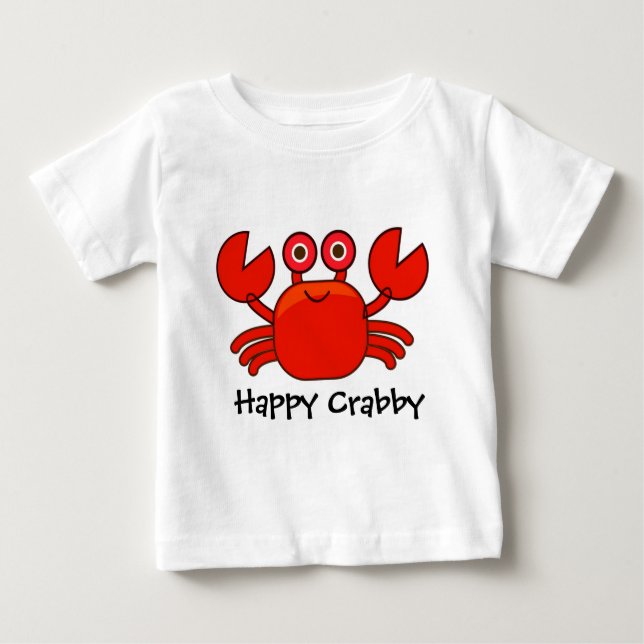 Happy Crabby/Cute Red Cartoon Crab Design Baby T-Shirt (Front)