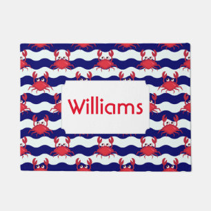 Happy Crabs Pattern Add Your Name Doormat