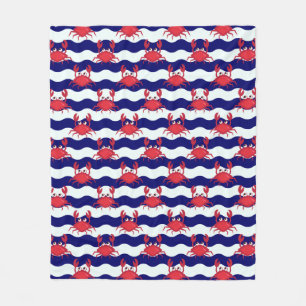 Happy Crabs Pattern Fleece Blanket