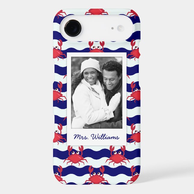 Happy Crabs Pattern | Your Photo & Name Case-Mate iPhone Case (Back)