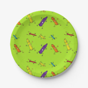 happy crayons green paper plate