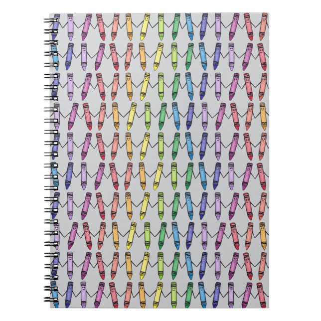 Happy Crayons Pattern Spiral Notebook (Front)