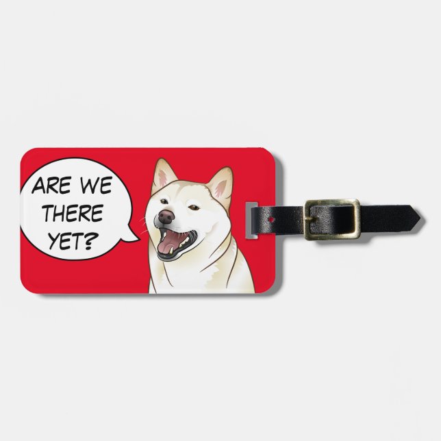 Happy Creamy Shiba Inu Dog Customisable Tag (Front Horizontal)