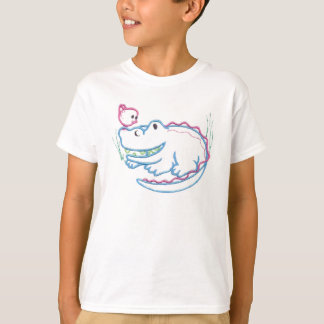 Happy Crocodile And Bird T-Shirt