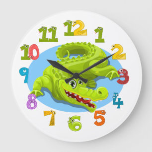 Happy crocodile large clock