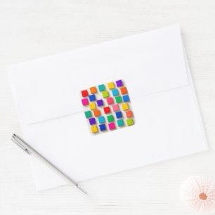happy cube square sticker