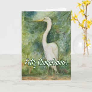 Happy Cumpleaños Garza blanca Egret Spanish B-Day Card