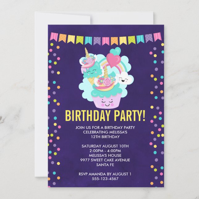 Happy Cupcake and Ice Cream Birthday Party (Front)