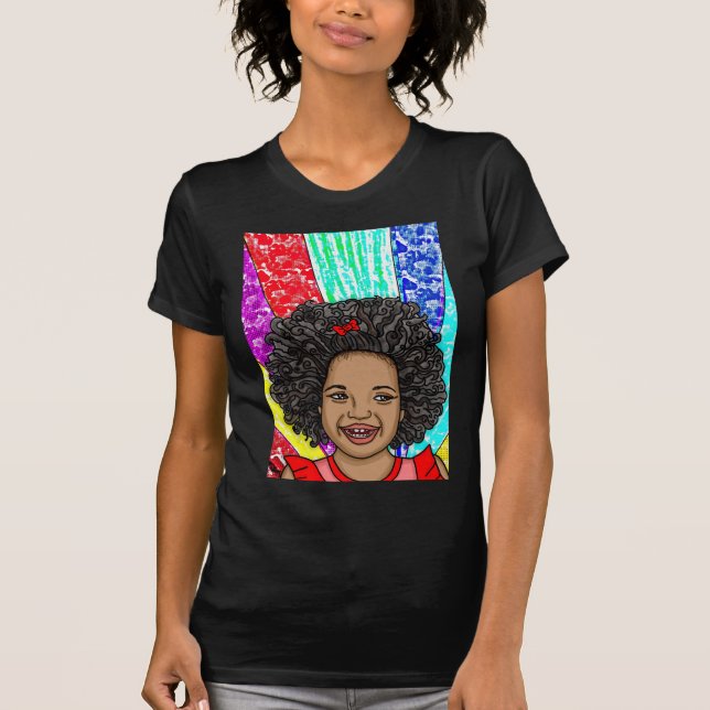 Happy Curls | Digital Art | African-American Girl  T-Shirt (Front)