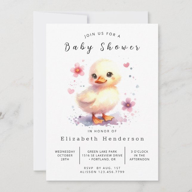 Happy Custom Duck Baby Shower Invitation (Front)