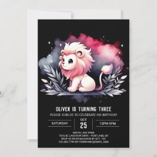 Happy Custom Lion Birthday Invitation