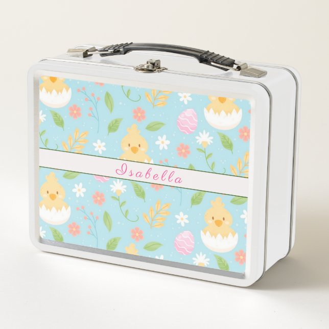 Happy Customise Easter Chicken Metal Lunch Box (Front)