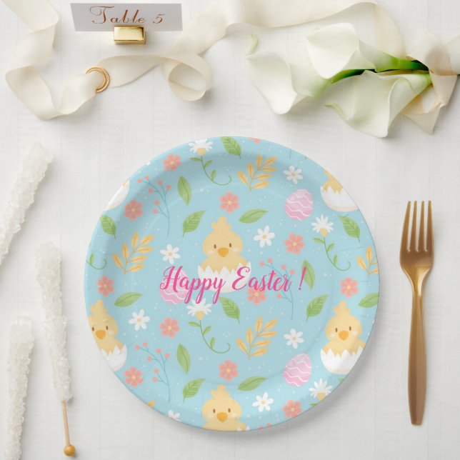 Happy Customise Easter Chicken Paper Plate (Wedding)