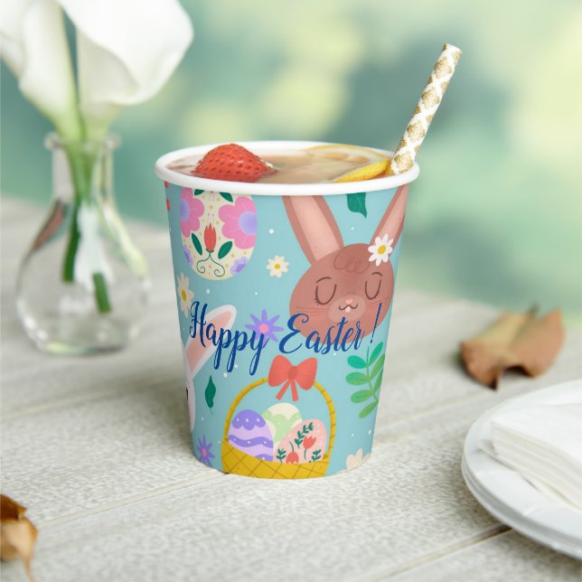 Happy Customise Easter Cute Rabbits Paper Cups (Insitu)
