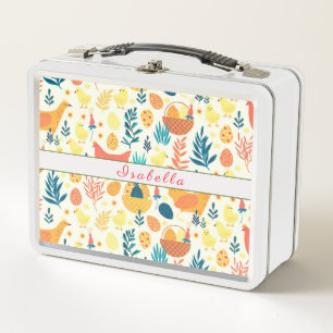 Happy Customise Easter Cute Vintage Chicken Metal Lunch Box