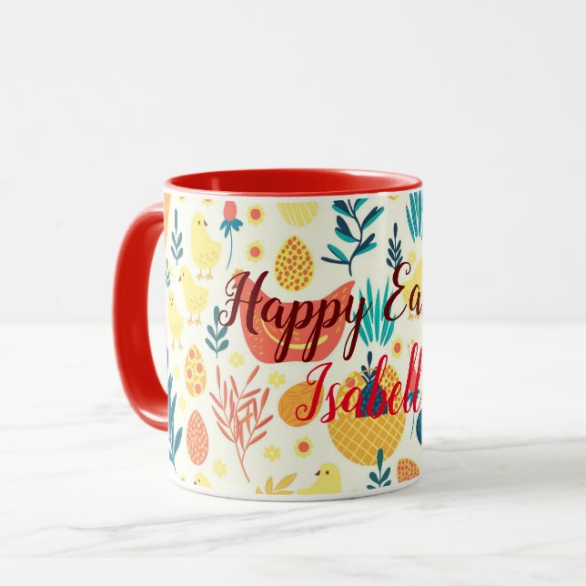 Happy Customise Easter Cute Vintage Chicken Mug (Front Left)
