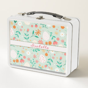 Happy Customise Easter Egg Floral Metal Lunch Box