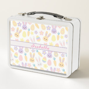 Happy Customise Easter Purple Rabbit Metal Lunch Box