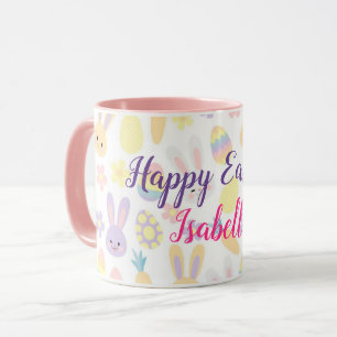 Happy Customise Easter Purple Rabbit Mug