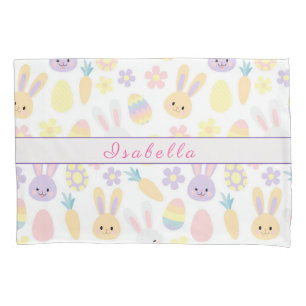 Happy Customise Easter Purple Rabbit Pillowcase