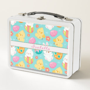 Happy Customise Easter Rabbit And Chicken Metal Lunch Box