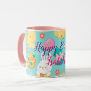 Happy Customise Easter Rabbit And Chicken Mug