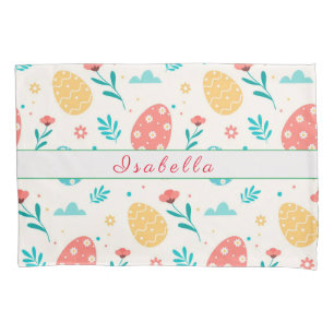 Happy Customise Easter Vintage Red Egg Floral Pillowcase