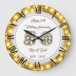 Happy Customise Gold 50th Anniversary Large Clock