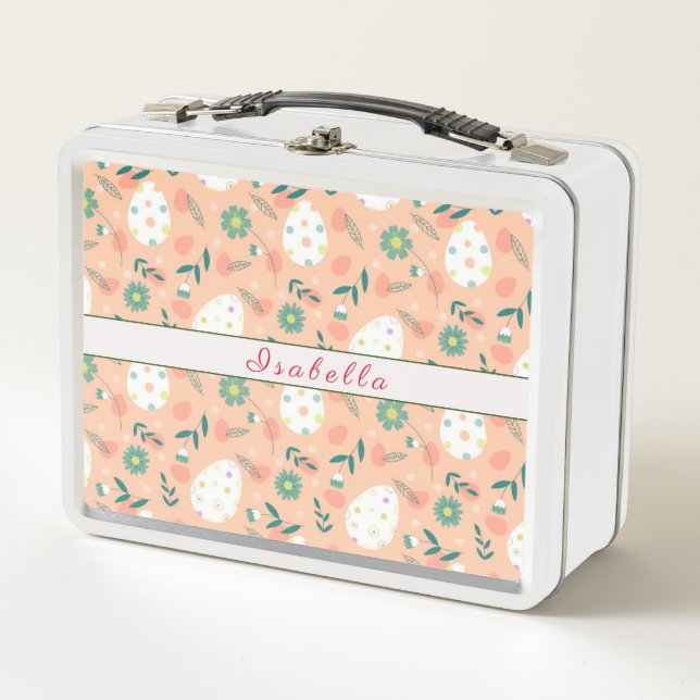 Happy Customise Orange Easter Egg Metal Lunch Box (Front)