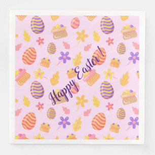 Happy Customise Purple Easter Napkin