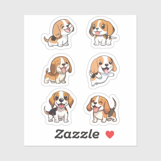 happy cute beagle dogs stickers pack (Sheet)
