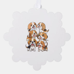 happy cute beagle dogs tree decoration card