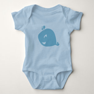 Happy Cute Blue Whale Baby Bodysuit